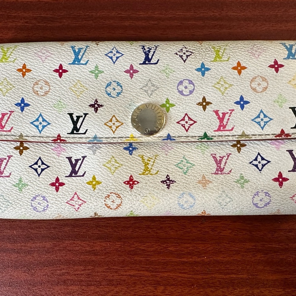 Louis Vuitton Monogram White Multicolor Sarah Long Wallet Women Card Coin Purse